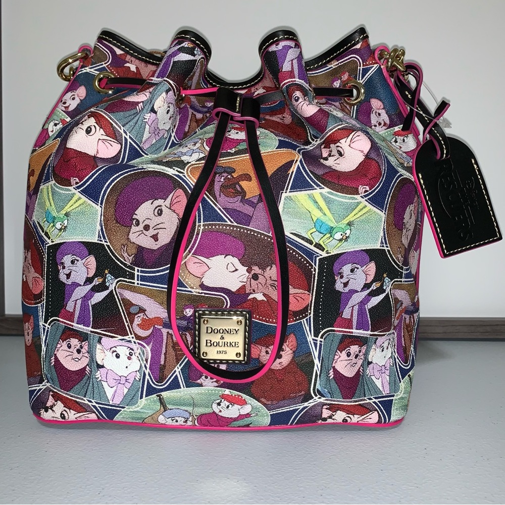 Disney “The Rescuers” Dooney & Bourke Drawstring Bucket Shoulder Bag-NWT